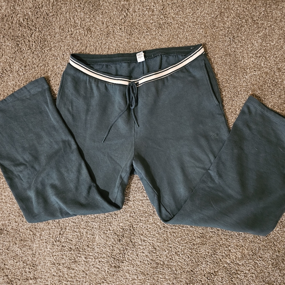 Womens PINK Green Wide Leg Sweatpants